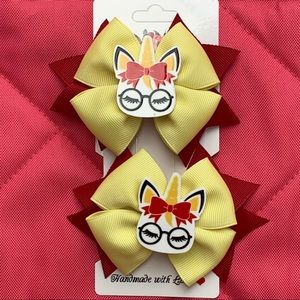 Unicorn Handmade Hair Bow Set